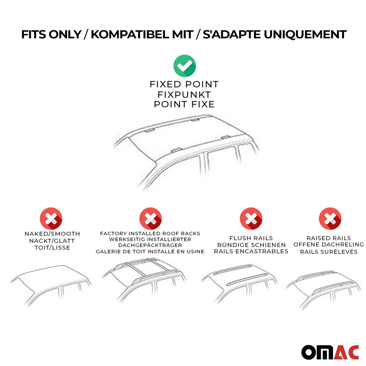 Mercedes CLA Roof Rack Cross Bars - Omac - Gray - '13-'19